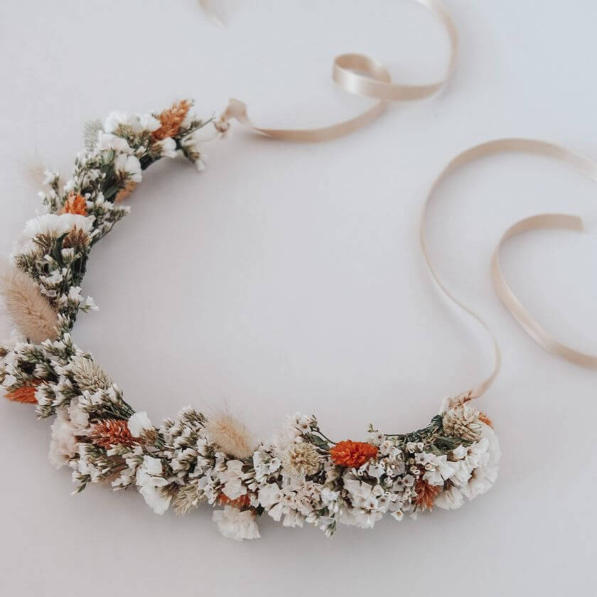 Blumen Haarkranz kaufen Trockenblumen Hochzeit Haarschuck Haar Accessoire Flower Crown online bestellen  Blumenkranz fuer die Haare