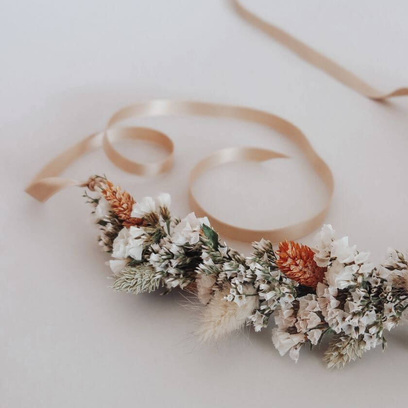 Blumen Haarkranz kaufen Trockenblumen Hochzeit Haarschuck Haar Accessoire Flower Crown online bestellen  Blumenkranz fuer die Haare