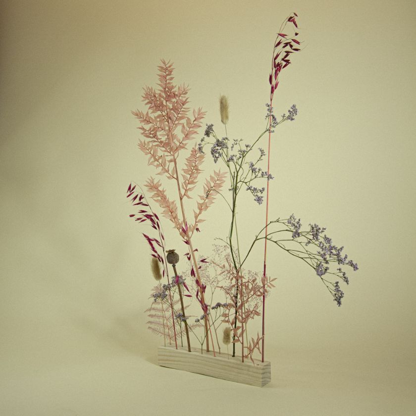 Flower Bar Pink Rosa Blumendeko Trockenblumen Blumenleiste Holz